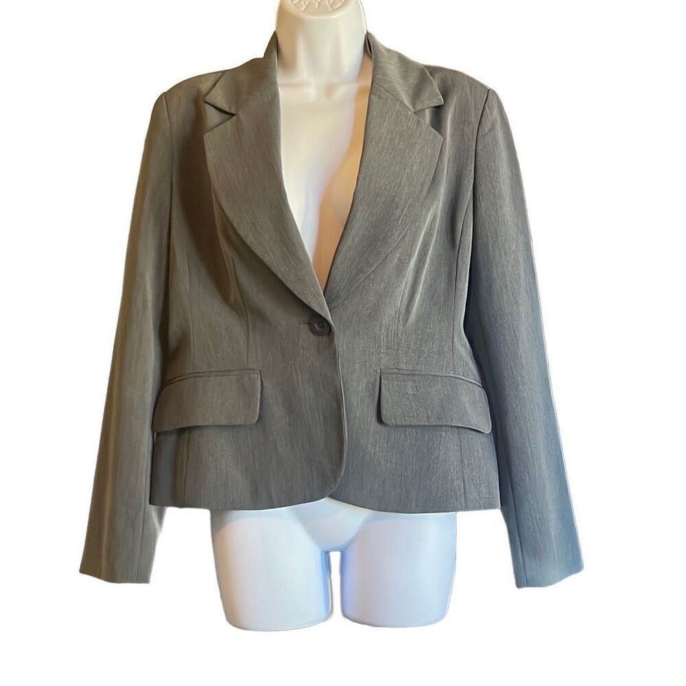 J.G. Hook Gray Single Button Classic‎ Blazer Coat 10P Vintage Career Work Office